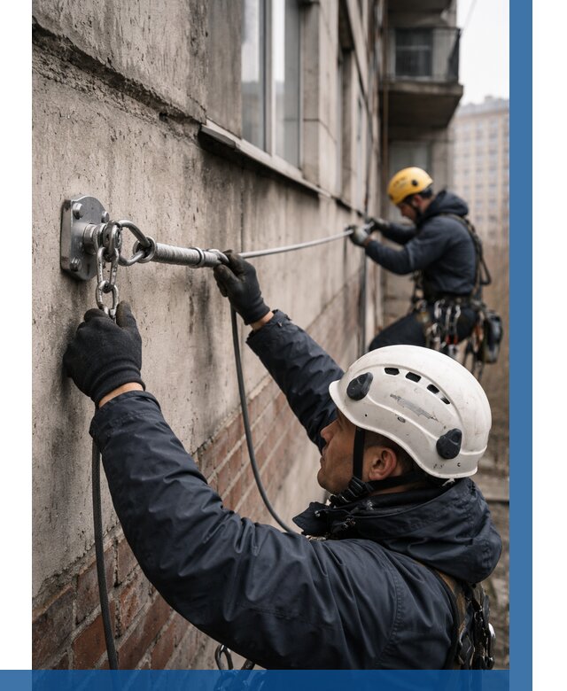 Монтаж анкерных линий в Сызрани от 3039 р. | ВЫСОТНИК-Сзр