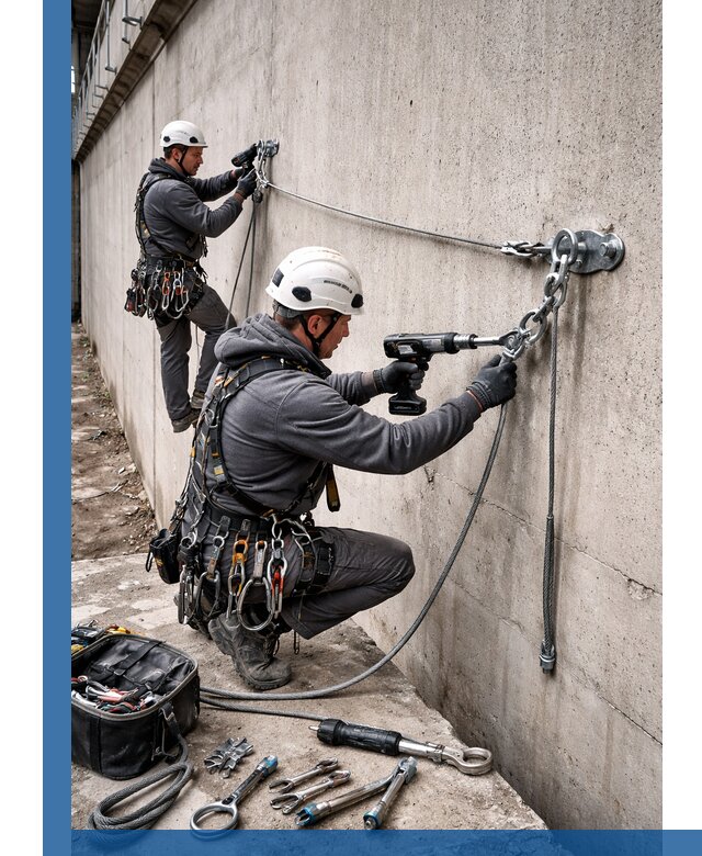 Монтаж анкерных линий высотной безопасности в Сызрани