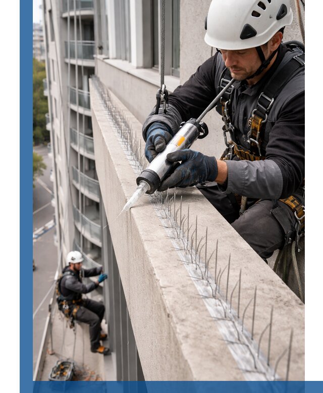 Установка шипов от птиц на фасадах и кровлях в Сызрани